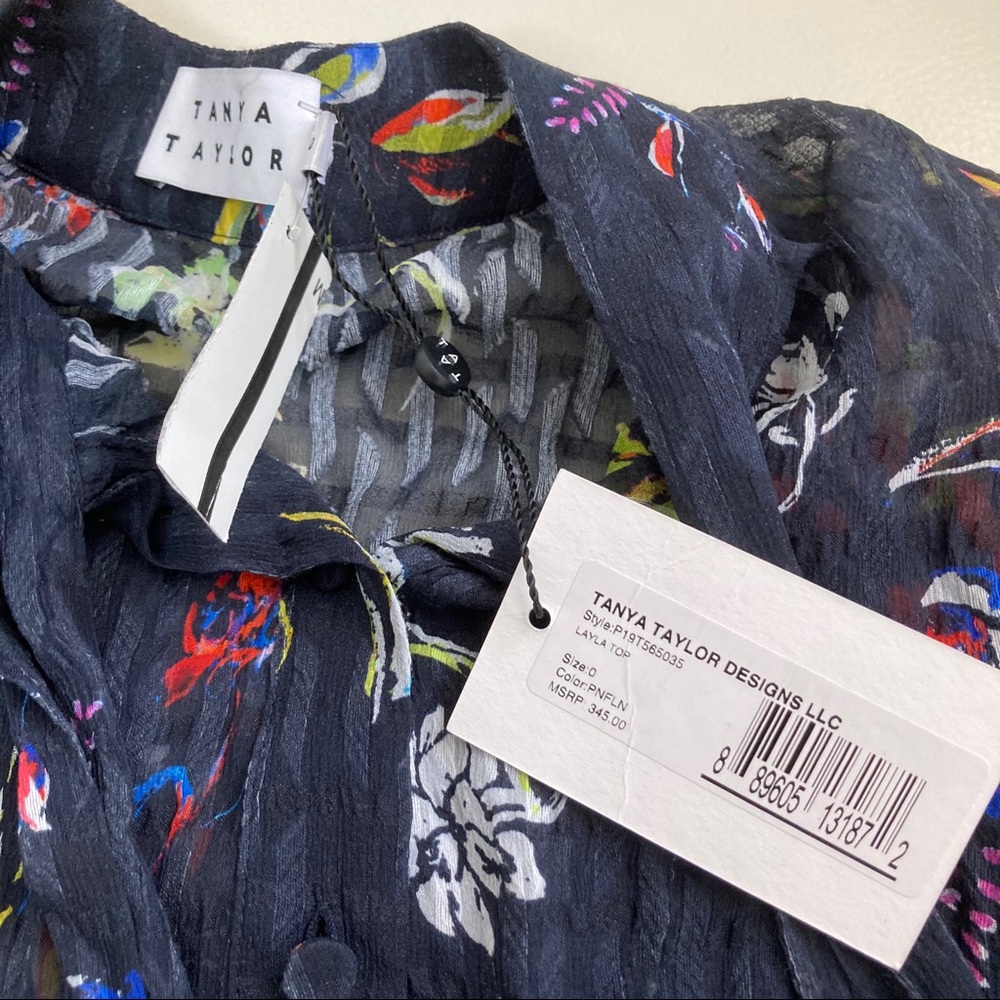 TANYA TAYLOR Layla Silk Button-Up Top - Picture 6 of 7